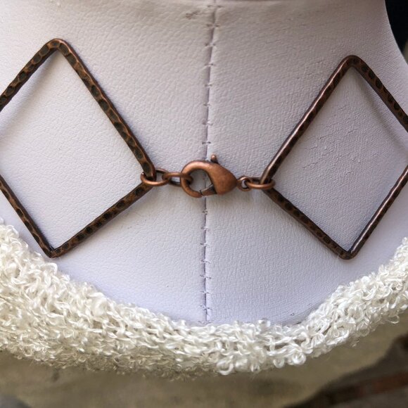 Stylish Square Link Necklace in Antique Copper - Picture 4 of 7